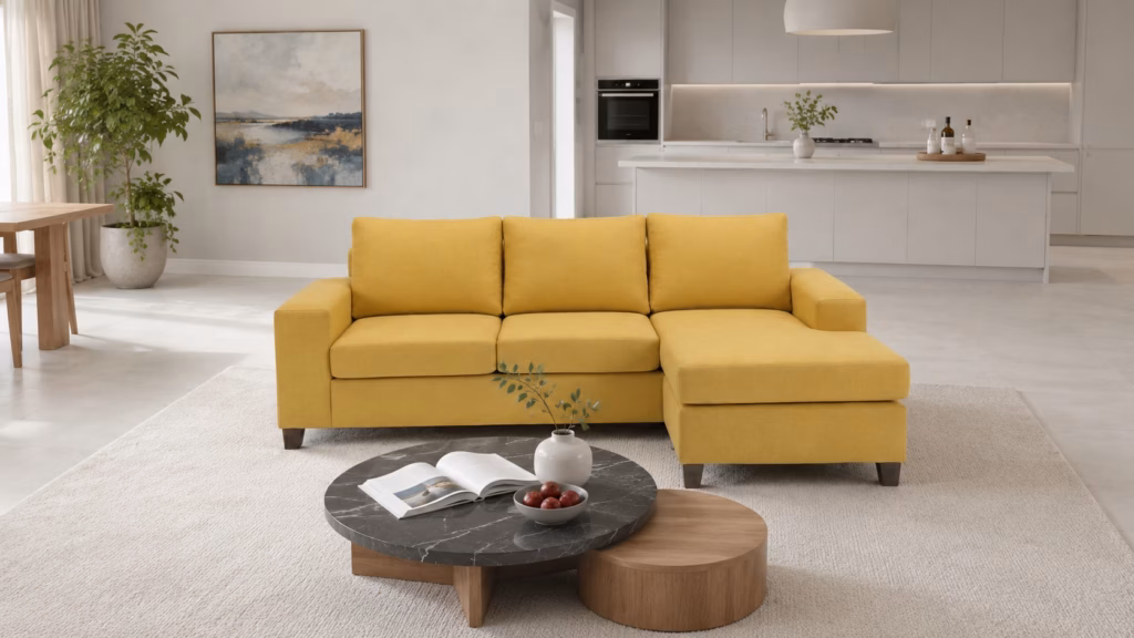 sofa toledo amarillo 3 cuerpos esquinero esempi